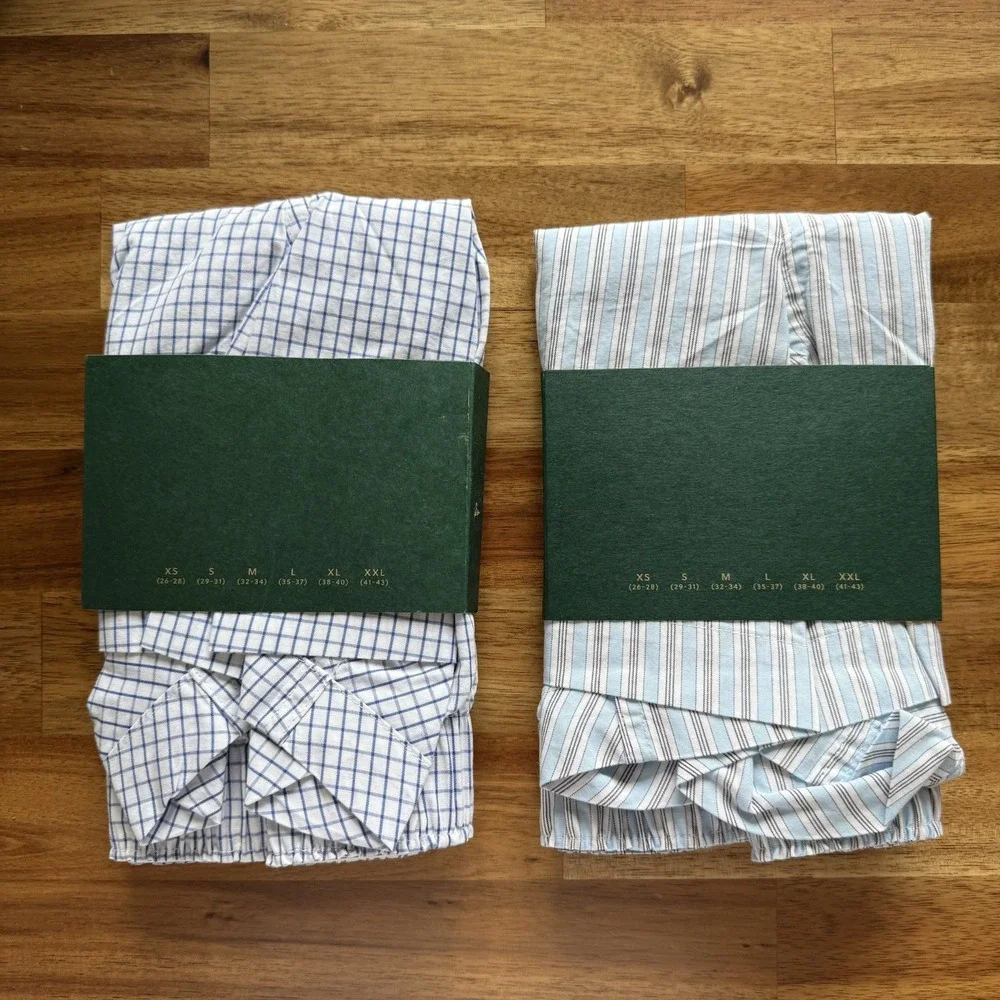 NWT Lot of 2 J Crew Woven Boxers Mens Sz M Underwear Plaid And Striped Cotton